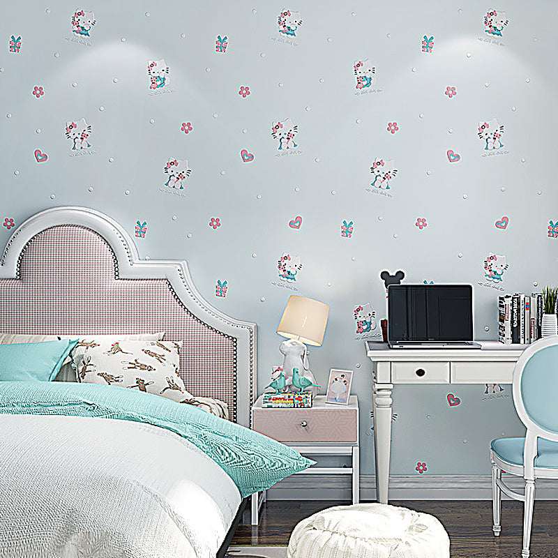 Brehn | 3D Cute Kitty Wallpaper for Girls Moisture-resistant Unpainted 20.5 inches x 33 feet