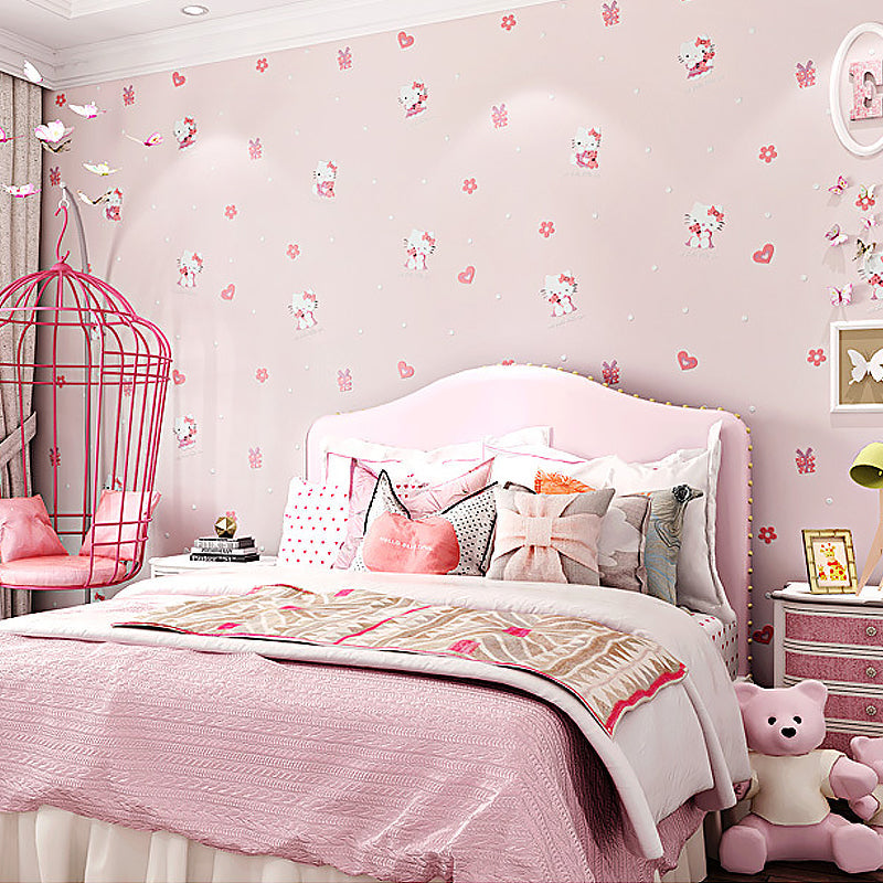 Brehn | 3D Cute Kitty Wallpaper for Girls Moisture-resistant Unpainted 20.5 inches x 33 feet