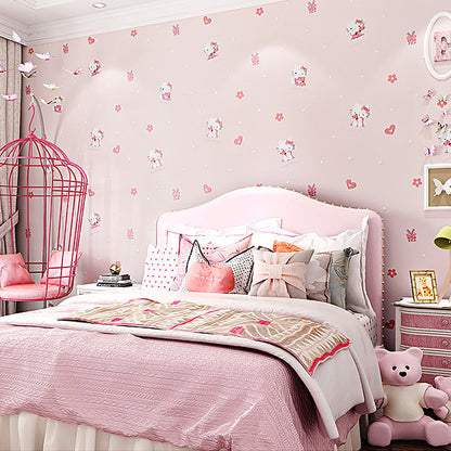 Brehn | 3D Cute Kitty Wallpaper for Girls Moisture-resistant Unpainted 20.5 inches x 33 feet