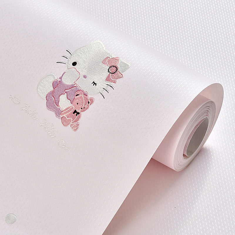 Brehn | 3D Cute Kitty Wallpaper for Girls Moisture-resistant Unpainted 20.5 inches x 33 feet