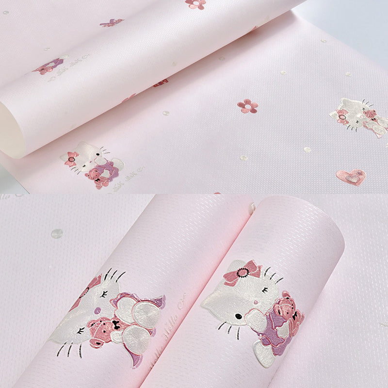 Brehn | 3D Cute Kitty Wallpaper for Girls Moisture-resistant Unpainted 20.5 inches x 33 feet