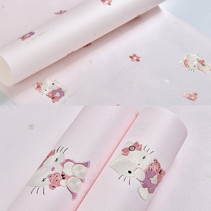 Brehn | 3D Cute Kitty Wallpaper for Girls Moisture-resistant Unpainted 20.5 inches x 33 feet