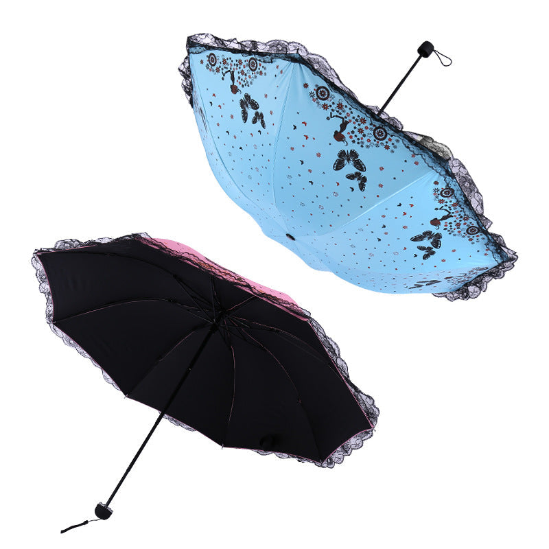 Women's sun umbrella with romantic butterfly design Bowlift