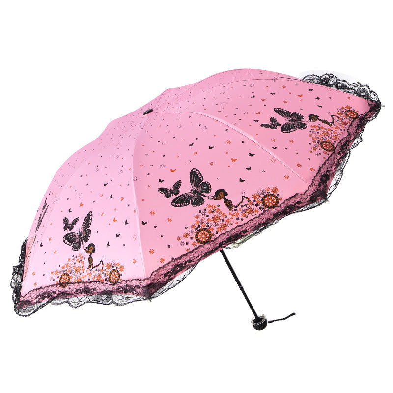 Women's sun umbrella with romantic butterfly design Bowlift