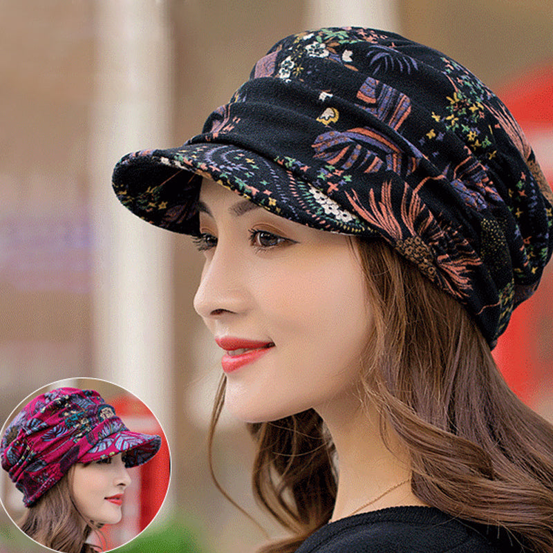 Skanto | Floral Pleated Short Brim Cap