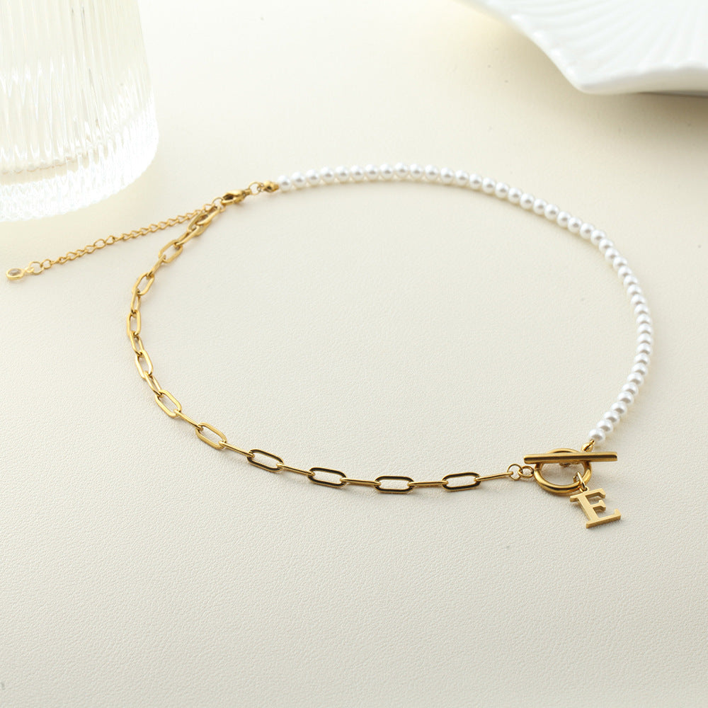 BowLift | Pearl & Paperclip Chain Letter Initial Necklace