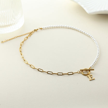 BowLift | Pearl & Paperclip Chain Letter Initial Necklace