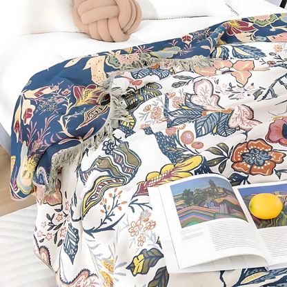 BowLift | Cotton Throw Blanket Floral Reversible Design