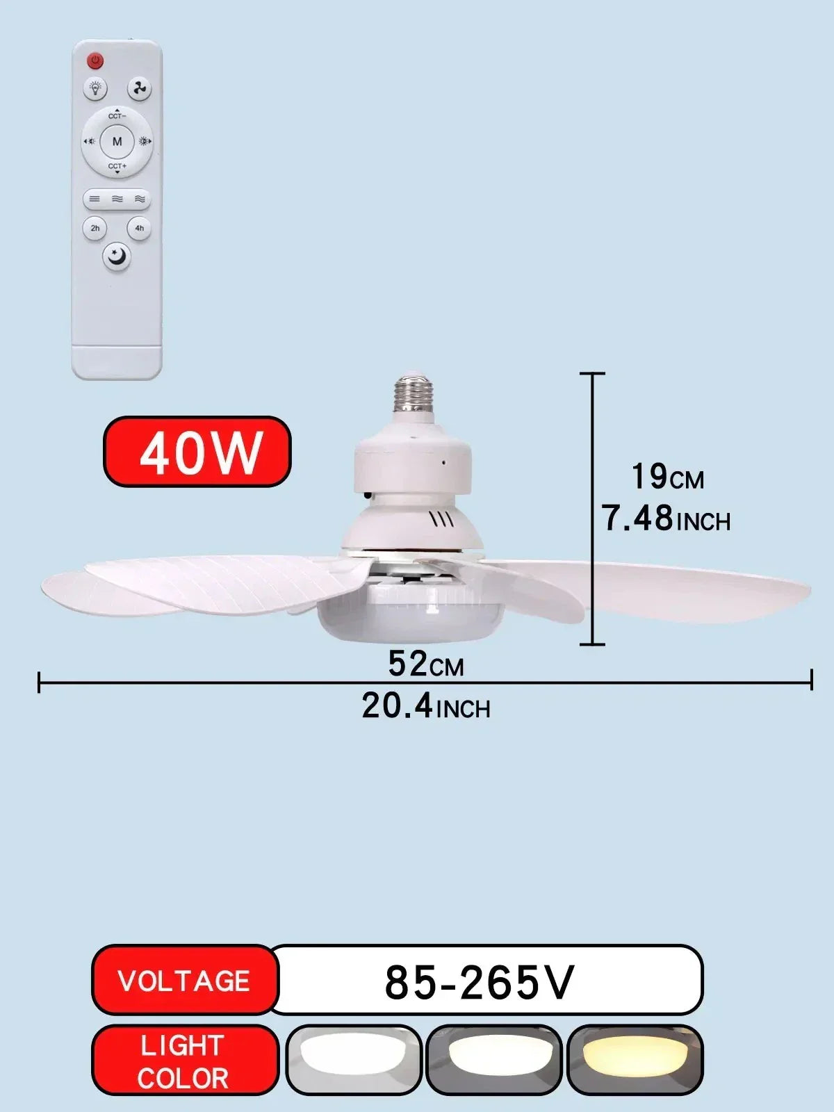 Ceiling Fan LED with Remote and Dimmable Light | Skanto
