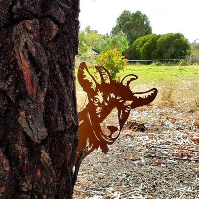 Skanto | Outdoor Garden Peeking Goat Metal Art Indoor Decoration