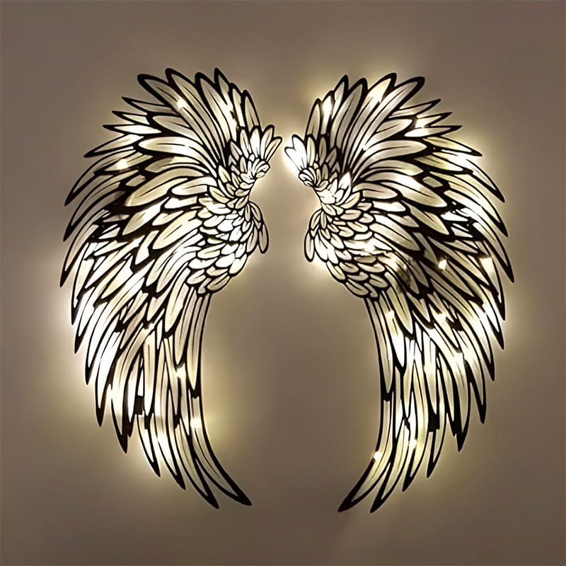 BowLift | Metal wall art with angel wings and LED lights