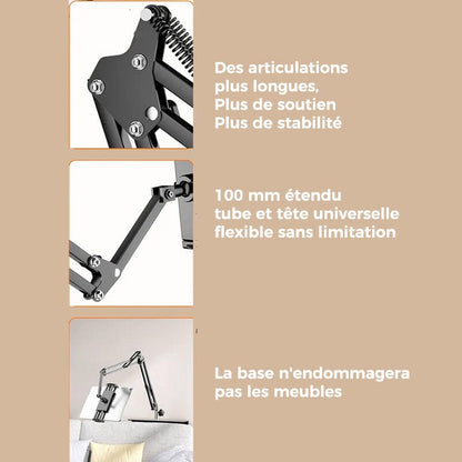 Hidden, extendable table tablet and phone holder | Bowlift