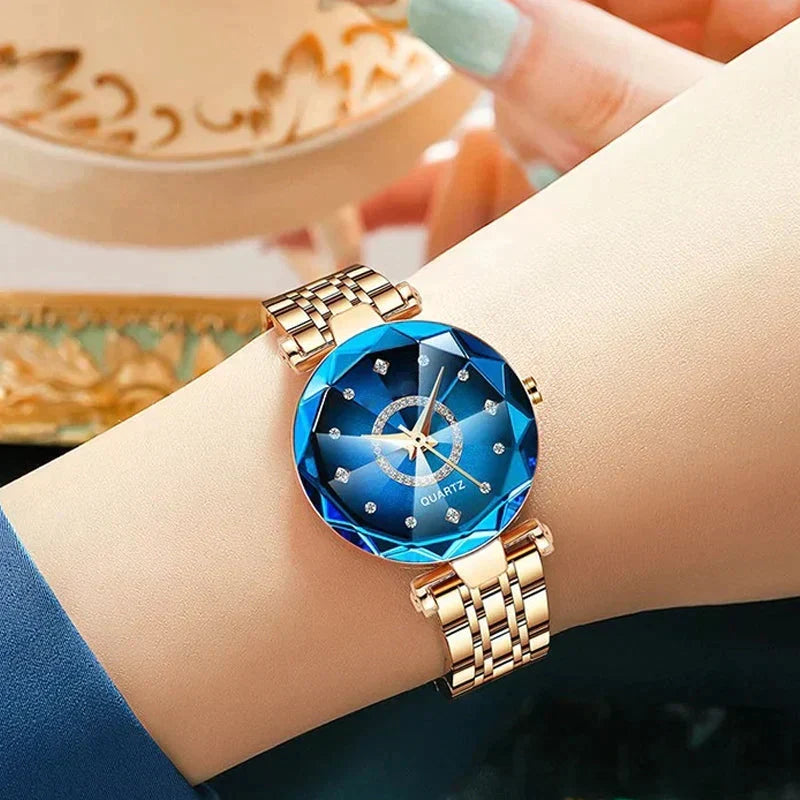 Waterproof Women's Watch – Starry Diamond Dial Elegance