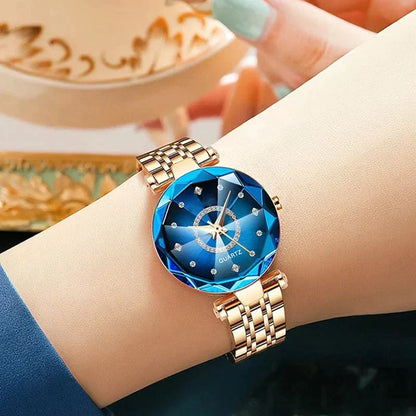 Waterproof Women's Watch – Starry Diamond Dial Elegance