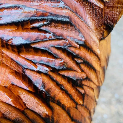 Cedar carved bear with solar lantern