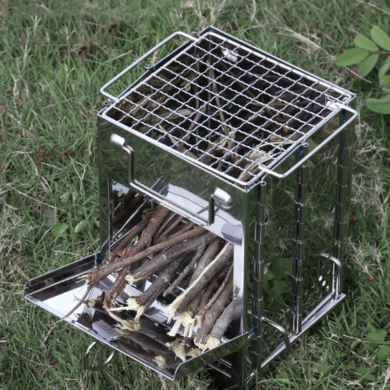 Skanto | Outdoor Folding Wood Stove Mini Stainless Steel Grill Camping Picnic