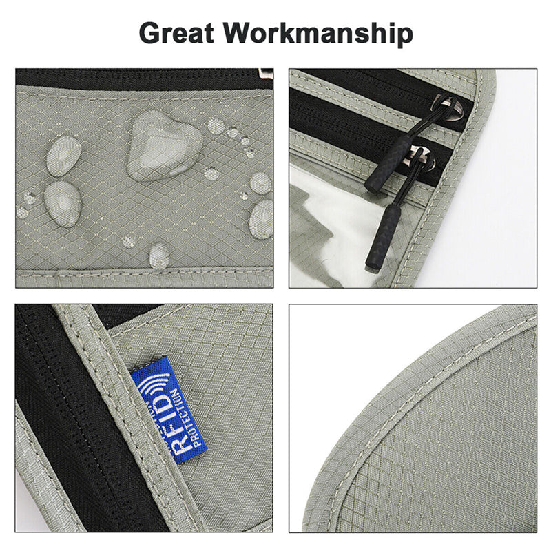 BowLift | Travel Neck Pouch Neck Wallet with RFID Blocking Passport Holder