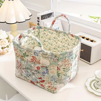 Norvo | Floral Canvas Storage Basket for Home Organization