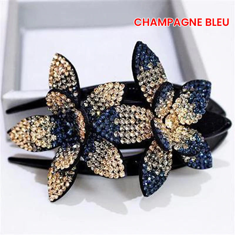 Double Flower Rhinestone Hairpin | Karnz