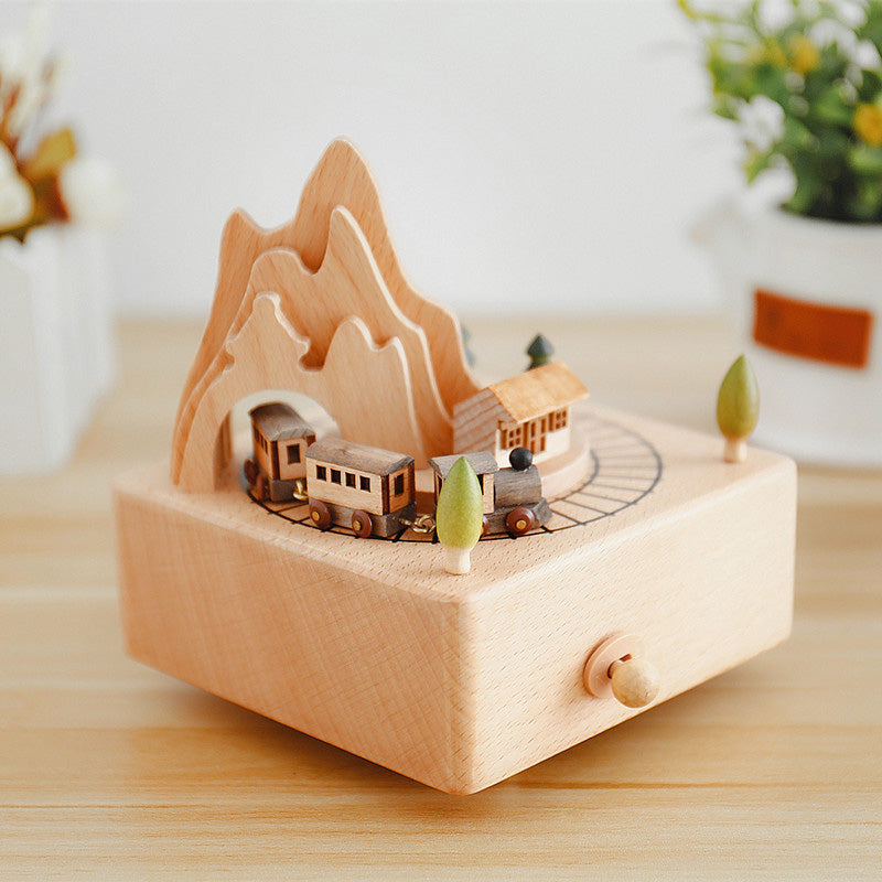 Handmade rotating wooden music boxes