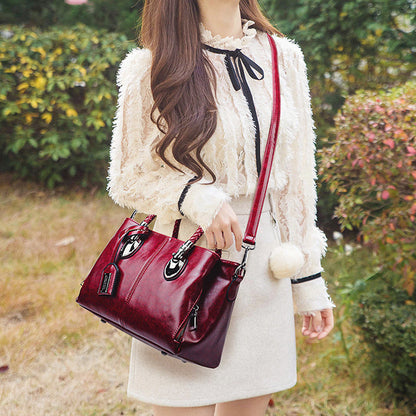 New handbags made of Boston oil wax leather, large soft leather tote bag