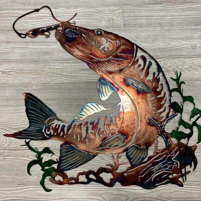 Solo Mallard Hunting & Trout Fishing Scene Creative Metal Wall Art Crafts | Bowlift