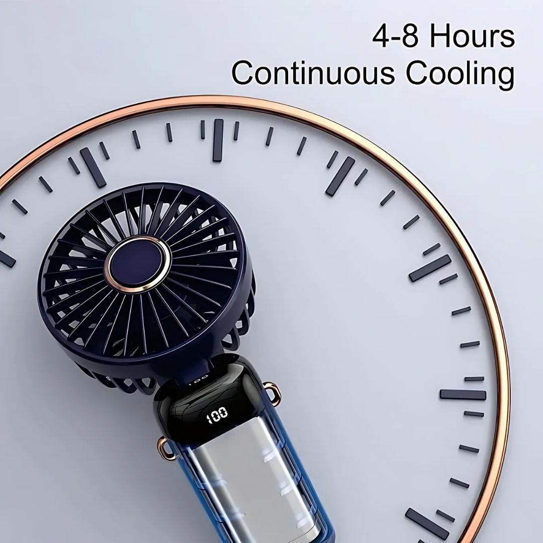 Rechargeable Handheld Mini Fan | 5-Speed, 90-Degree Adjustable & Quiet for Office, Home & Outdoor | Karnz