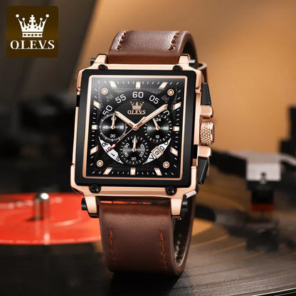 Olevs® Luminous Luxury Square Business Automatic Mechanical Watch | Bowlift