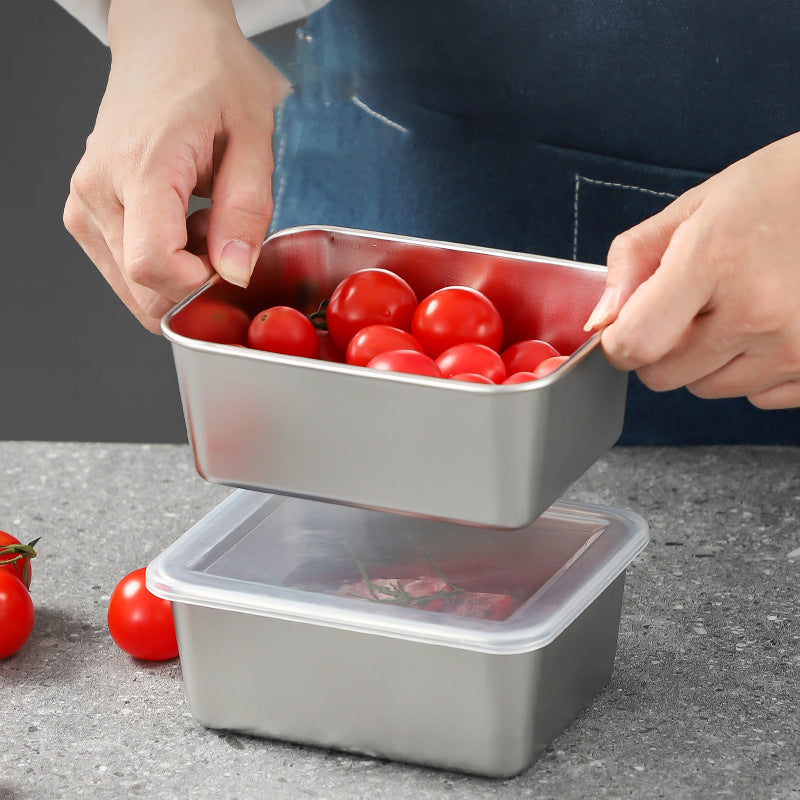 304 Stainless Steel Square Plate with Lid Food Storage Container for Kitchen | Bowlift