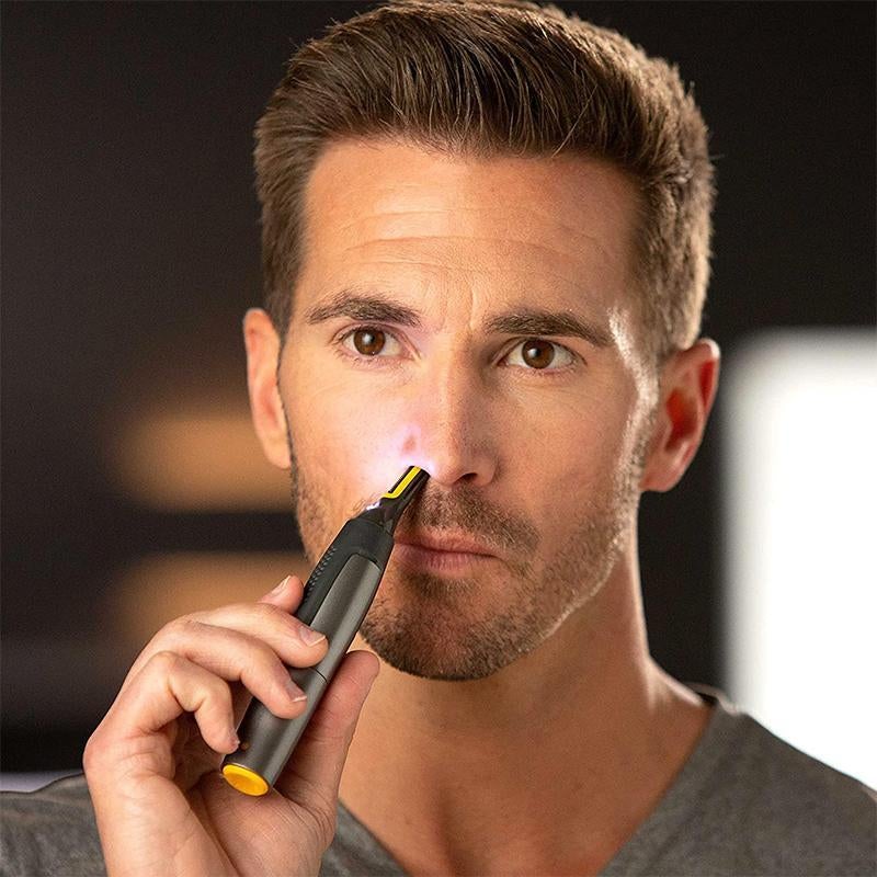 Brehn | Professional Ultra-thin Precision Trimmer | Titanium-Stainless Steel Blades | Integrated LED Light | Micro-Oscillation Technology | For Nose, Ears & Contours
