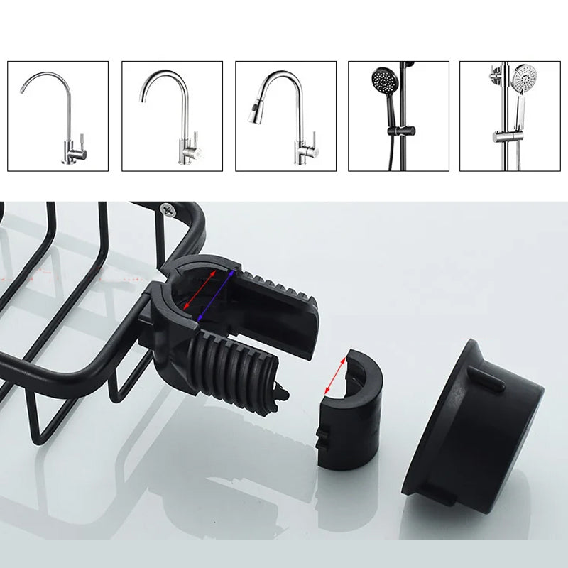 Shower holder for Shampoo & Soap – Stainless Steel – Silver or Black – No Drilling | Bowlift