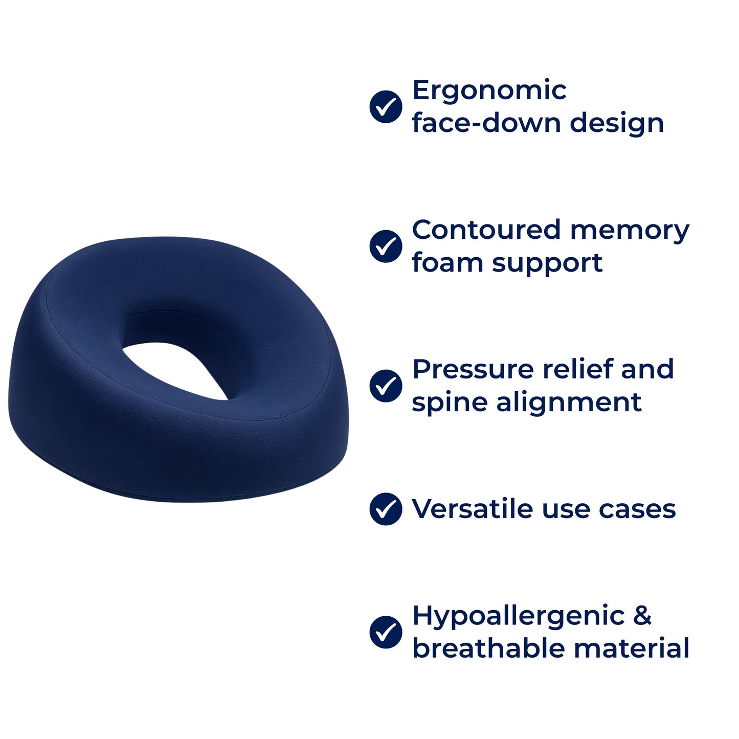 FaceEase | Face‑Down Pillow – Pressure Relief Support – Contoured Memory Foam – Ideal for Massage Beauty & Stomach Sleeping Bowlift