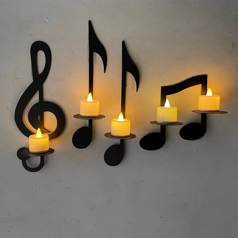Black Music Note Wall Light Bowlift