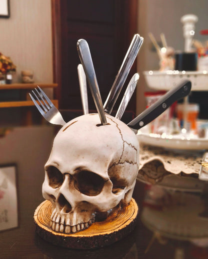 Skanto | Gothic Skull Knife Holder Kitchen Decor Stand