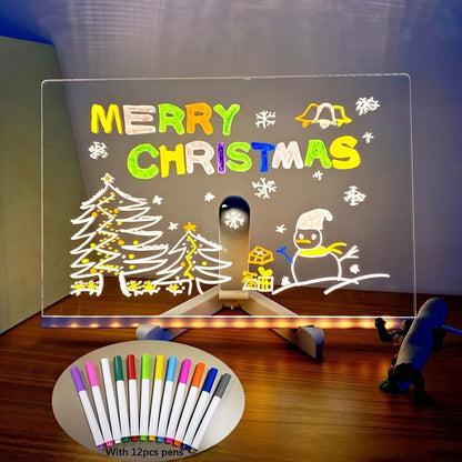 Skanto | USB LED Notepad with 12 Colored Pens - Light Message Board for Office & Home