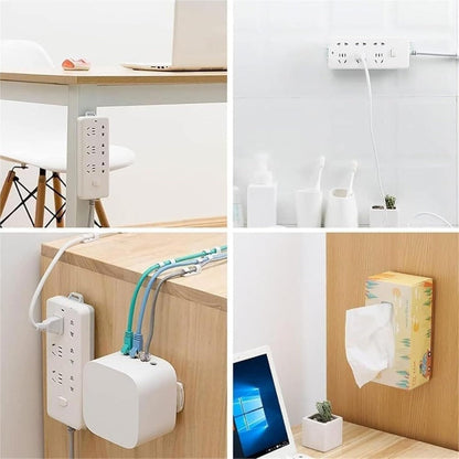 BowLift | Adhesive Power Strip Mounts | No-Drill Wall & Desk Organizer with Slide Rail