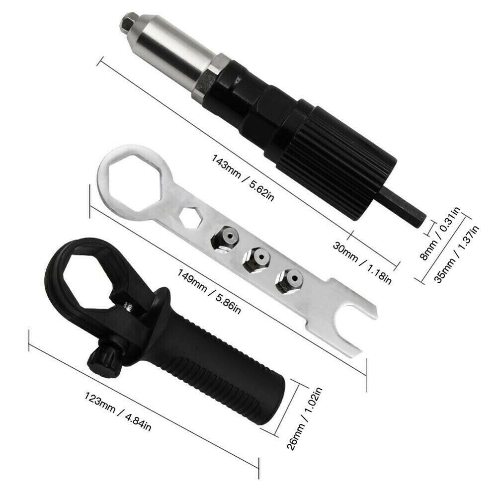 Skanto | Professional Rivet Gun Adapter Set with 4 Different Matching Nozzle Bolts