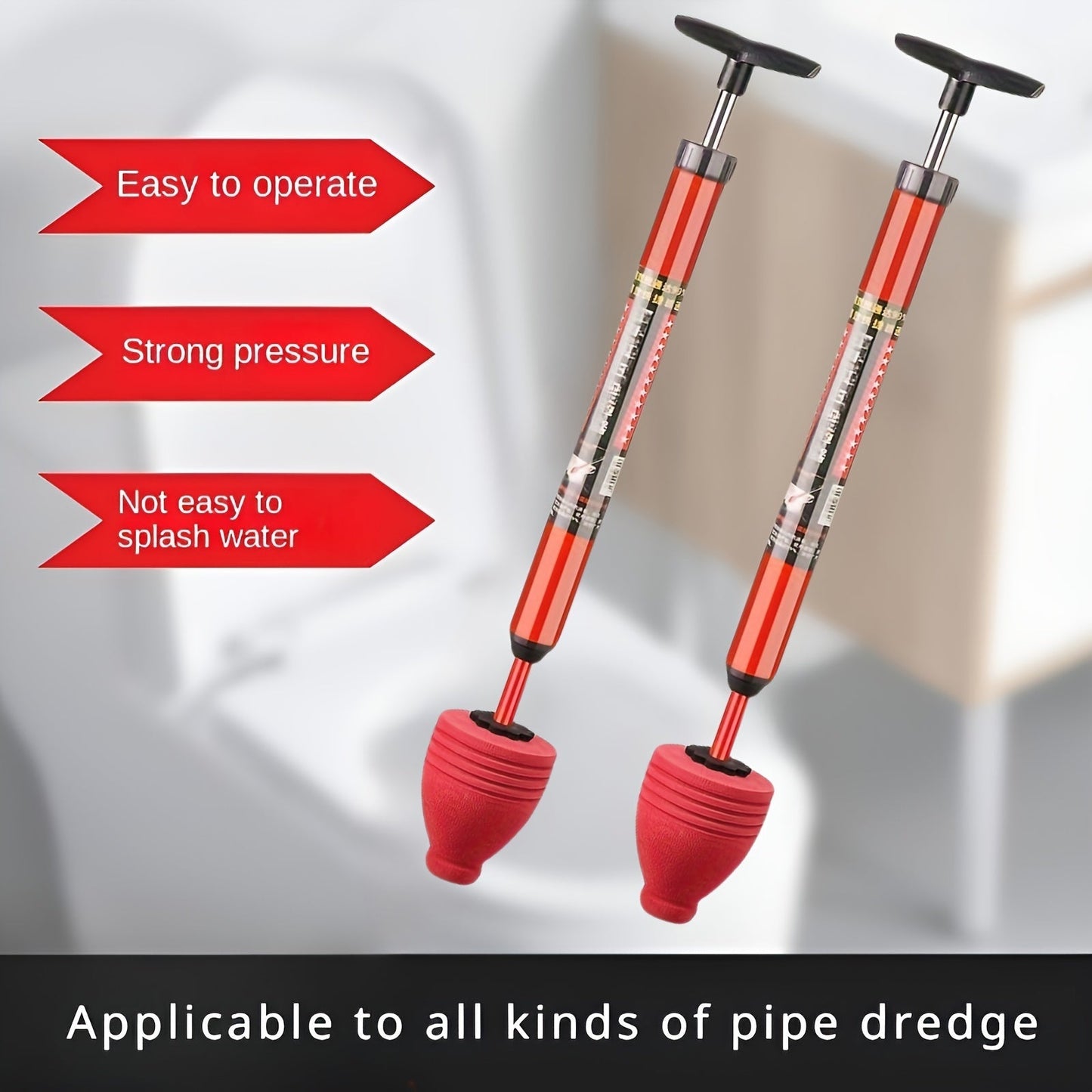 Skanto | Heavy-Duty Pneumatic Toilet Cleaner - High-Pressure Drain Cleaner with Humanized Pump Design, Rubber Material, Commercial Tool for Removing Toilet, Sink, and Pipe Clogs.