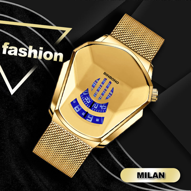 Men's quartz watch in diamond style