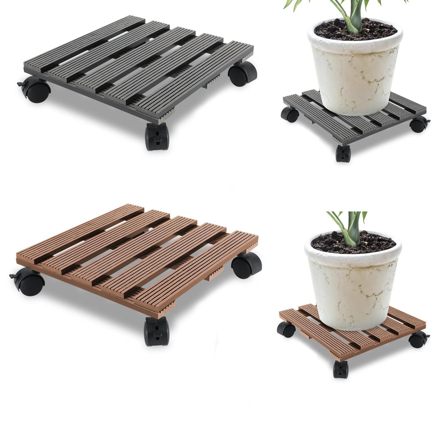 WPC Plant Roller Square with Wheels Load Capacity 80 kg | Kalsten