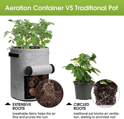 BowLift | 5/7/10/15 Gallon Potato Planting Growing Thickened Nonwoven Plant Fabric Pot Nursery Bags for Home Gardening