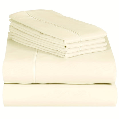 Skanto | 4/6 Pc Luxury Plush Fitted Sheet Set – Soft, Breathable, Color & Fade Resistant Bedding – Deep Pocket Flat Sheet, Fitted Sheet & 2/4 Pillowcases for Bedroom & Hotel Use
