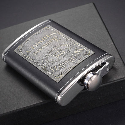 Skanto | 8oz Whisky Flask Stainless Steel Alcohol Funnel Hip Flask Embroidered Gold Silk Fabric Packaging Gift Box Set