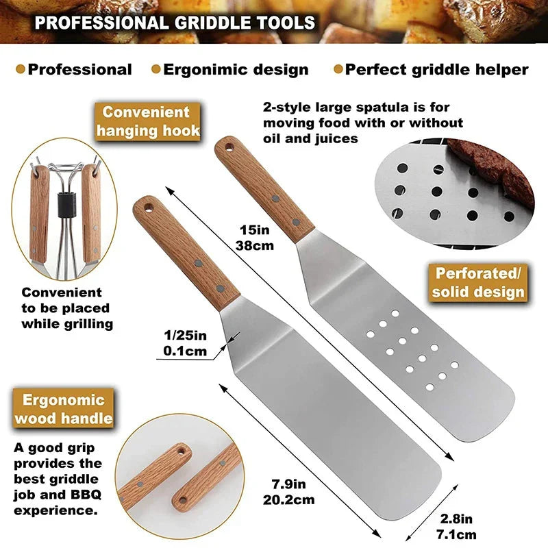 8Pcs Griddle Accessory Set Stainless Steel Scraper for BBQ Grill | Bowlift