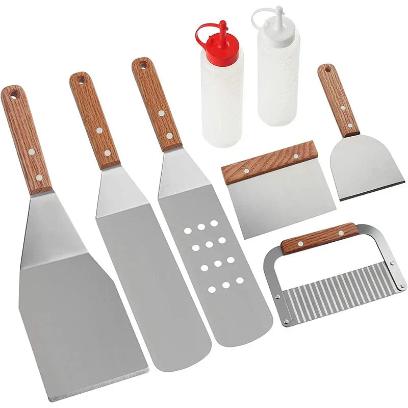 8Pcs Griddle Accessory Set Stainless Steel Scraper for BBQ Grill | Bowlift