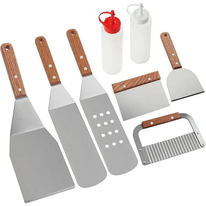 8Pcs Griddle Accessory Set Stainless Steel Scraper for BBQ Grill | Bowlift