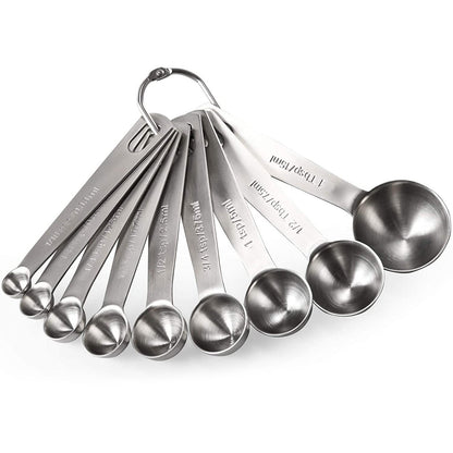 Skanto | 9-Piece Stainless Steel Measuring Spoon Set for Dry and Liquid Ingredients