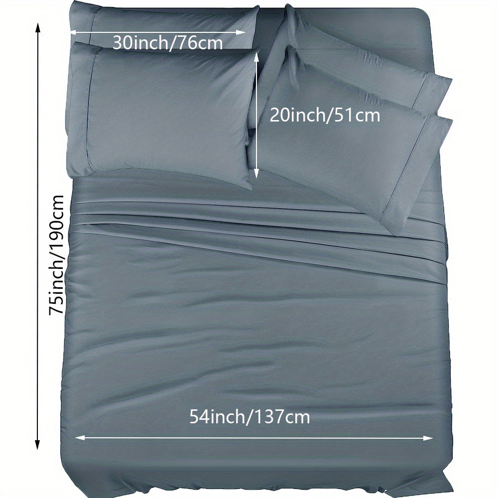 Skanto | 4/6 Pc Luxury Plush Fitted Sheet Set – Soft, Breathable, Color & Fade Resistant Bedding – Deep Pocket Flat Sheet, Fitted Sheet & 2/4 Pillowcases for Bedroom & Hotel Use