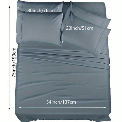 Skanto | 4/6 Pc Luxury Plush Fitted Sheet Set – Soft, Breathable, Color & Fade Resistant Bedding – Deep Pocket Flat Sheet, Fitted Sheet & 2/4 Pillowcases for Bedroom & Hotel Use