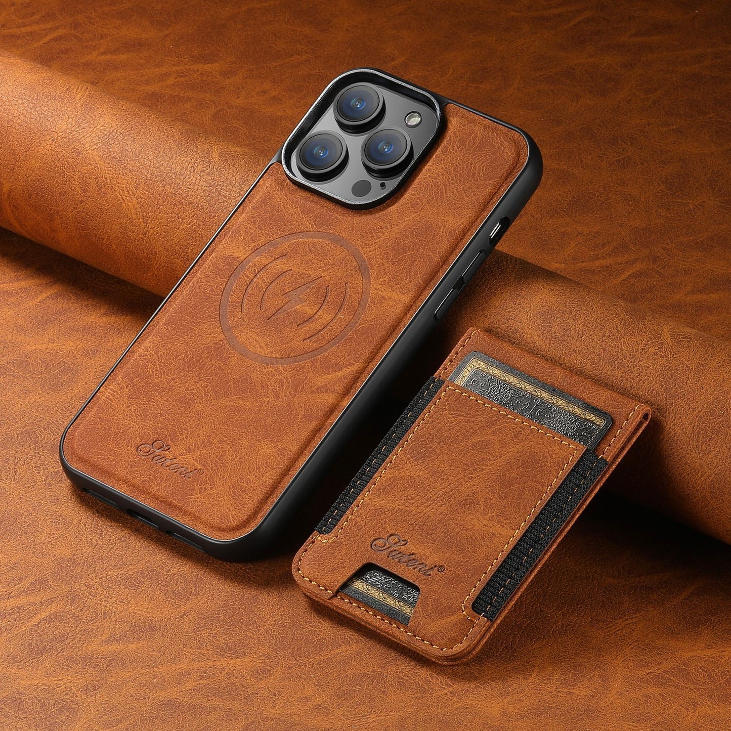 Skanto Leather Phone Case with Card Holder and MagSafe Compatibility